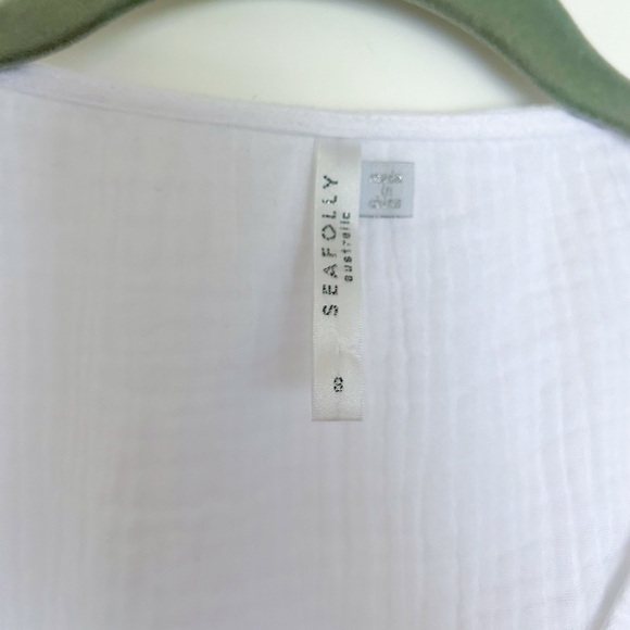 Seafolly Australia White Gauze Wrap Top Blouse Short Sleeve Shirt Bow Boho Small - Picture 4 of 5